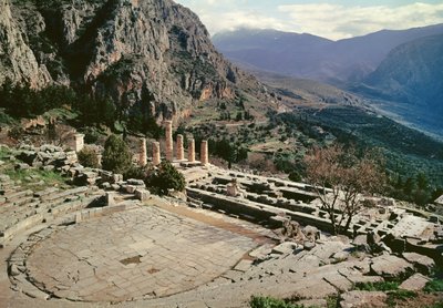 Panoramic View of the Archaeological Site with the Theatre at the Temple of Apollo by Greek